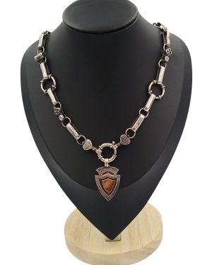 Hand-made necklace with shield pendant