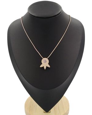 Brushed silver and cubic zirconia “leaf” pendant