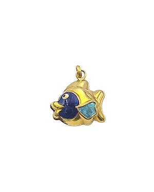 Blue enamel fish pendant