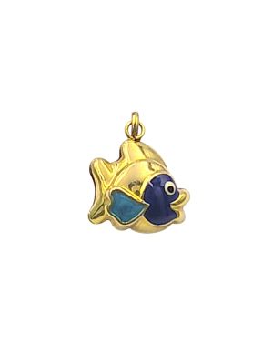 Blue enamel fish pendant