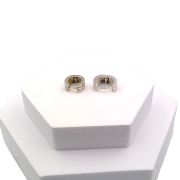 Chunky white gold huggie earrings