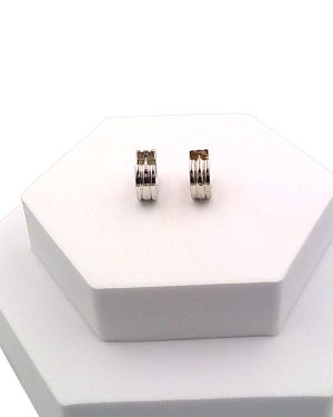 Chunky white gold huggie earrings