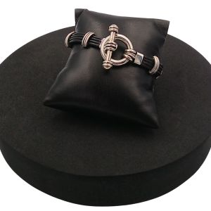 Ladies leather and silver bracelet