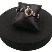 Gents leather and silver bracelet