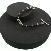 Gents leather and silver bracelet