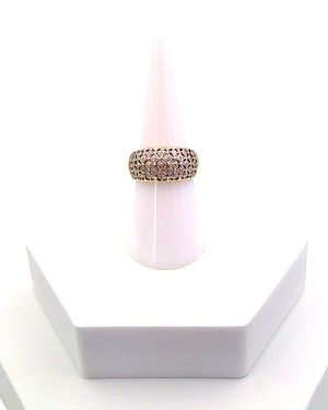 Dome ring with cubic zirconias