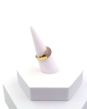 Dome ring with cubic zirconias