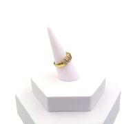 Dome ring with pavé set cubic zirconias