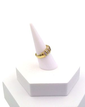 Dome ring with pavé set cubic zirconias